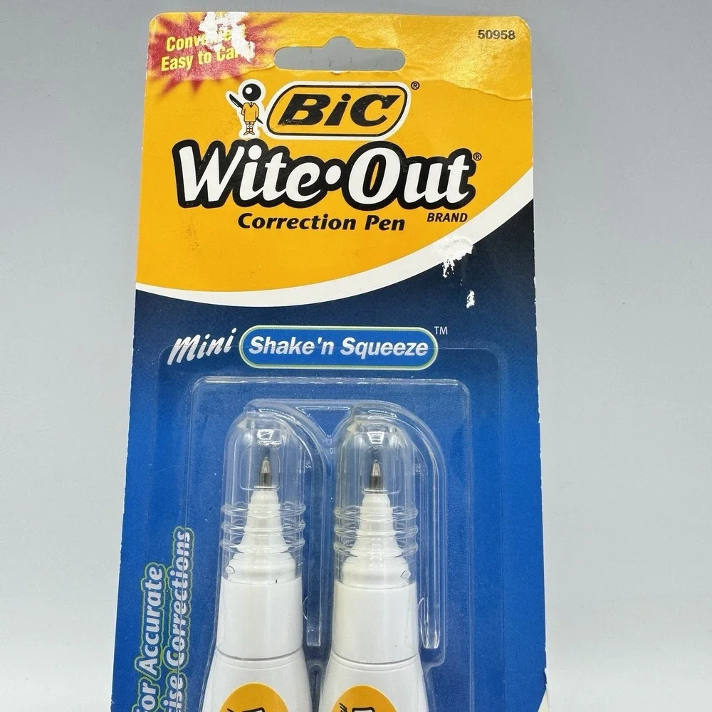 Vintage Bic Wite Out Shake N Squeeze Correction Pens 2 Pack New Sealed